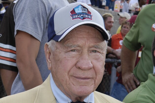 CANTON, OH - AUGUST 3: Bill Dooley of the Hall of Fame watches warmups as the Indianapolis Colts play against the Washington Redskins in the Pro Football Hall of Fame Game at Fawcett Stadium on August 3, 2008 in Canton, Ohio.   (Photo by Al Messerschmidt/Getty Images)