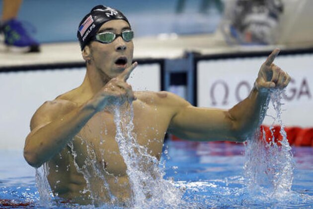 United States' Michael Phelps celebrates after winning the gold medal in the men's 200-meter butterfly final during the swimming competitions at the 2016 Summer Olympics, Tuesday, Aug. 9, 2016, in Rio de Janeiro, Brazil. (AP Photo/Michael Sohn)