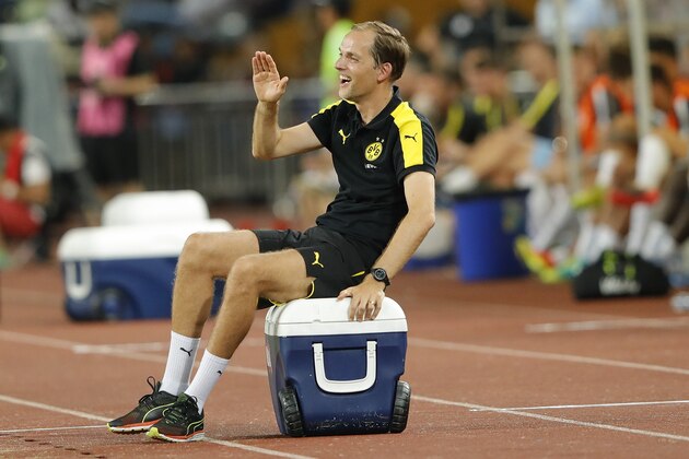 SHENZHEN, CHINA - JULY 28:  Thomas Tuchel, head coach of Dortmund gestures during the 2016 International Champions Cup match between Manchester City and Borussia Dortmund at Shenzhen Universiade Stadium on July 28, 2016 in Shenzhen, China.  (Photo by Lintao Zhang/Getty Images)