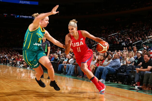 NEW YORK, NY - JULY 31:  Elena Delle Donne #11 of the USA Basketball Women's National Team drives to the basket against Australia on July 31, 2016 at Madison Square Garden in New York, New York. NOTE TO USER: User expressly acknowledges and agrees that, by downloading and or using this photograph, User is consenting to the terms and conditions of the Getty Images License Agreement. Mandatory Copyright Notice: Copyright 2016 NBAE (Photo by Nathaniel S. Butler/NBAE via Getty Images)