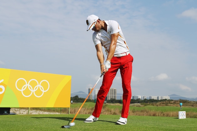 RIO DE JANEIRO, BRAZIL - AUGUST 09:  Martin Kaymer of Germany hits a tee shot during a practice round on Day 4 of the Rio 2016 Olympic Games at Olympic Golf Course on August 9, 2016 in Rio de Janeiro, Brazil.  (Photo by Scott Halleran/Getty Images)