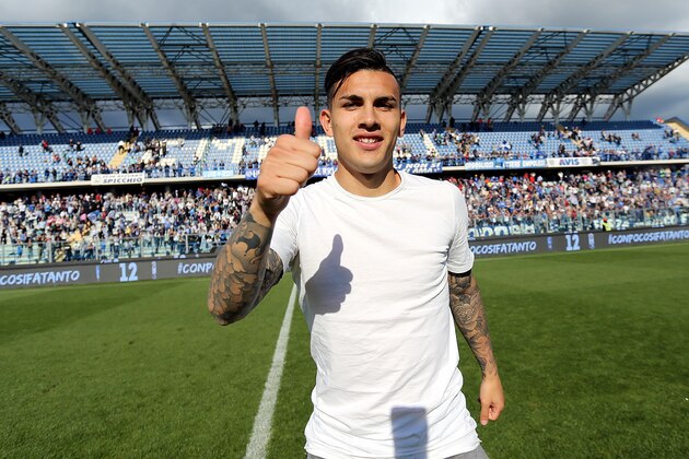 EMPOLI, ITALY - MAY 01: Leandro Paredes of Empoli FC reacts during the Serie A match between Empoli FC and Bologna FC at Stadio Carlo Castellani on May 1, 2016 in Empoli, Italy.  (Photo by Gabriele Maltinti/Getty Images)