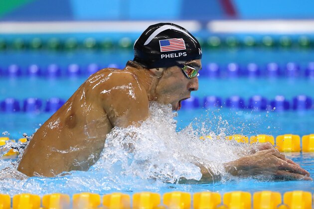 RIO DE JANEIRO, BRAZIL - AUGUST 10:  Michael Phelps of the United States competes in the second Semifinal of the Men's 200m Individual Medley on Day 5 of the Rio 2016 Olympic Games at the Olympic Aquatics Stadium on August 10, 2016 in Rio de Janeiro, Brazil.  (Photo by Al Bello/Getty Images)