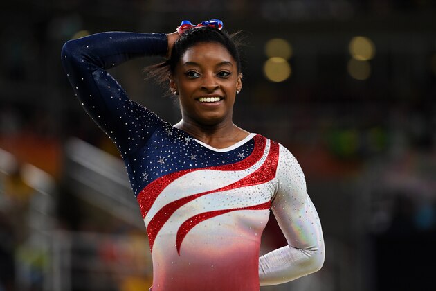 RIO DE JANEIRO, BRAZIL - AUGUST 09:  Simone Biles of the United States competes on the floor during the Artistic Gymnastics Women's Team Final on Day 4 of the Rio 2016 Olympic Games at the Rio Olympic Arena on August 9, 2016 in Rio de Janeiro, Brazil.  (Photo by Laurence Griffiths/Getty Images)