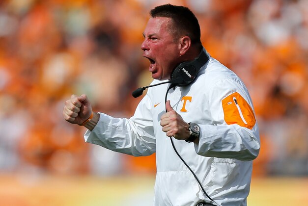TAMPA, FL - JANUARY 1: Head coach Butch Jones against the Northwestern Wildcats during the Outback Bowl at Raymond James Stadium on January 1, 2016 in Tampa, Florida. (Photo by Mike Carlson/Getty Images) TAMPA, FL - JANUARY 1: Head coach Butch Jones against the Northwestern Wildcats during the Outback Bowl at Raymond James Stadium on January 1, 2016 in Tampa, Florida. (Photo by Mike Carlson/Getty Images)