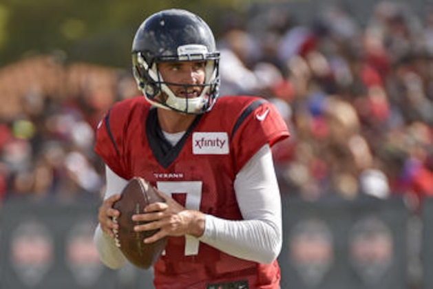 Houston Texans quarterback Brock Osweiler drops back to pass during a practice at the NFL football team's training camp, Saturday, Aug. 6, 2016, in Houston. (AP Photo/Eric Christian Smith) Houston Texans quarterback Brock Osweiler drops back to pass during a practice at the NFL football team's training camp, Saturday, Aug. 6, 2016, in Houston. (AP Photo/Eric Christian Smith)