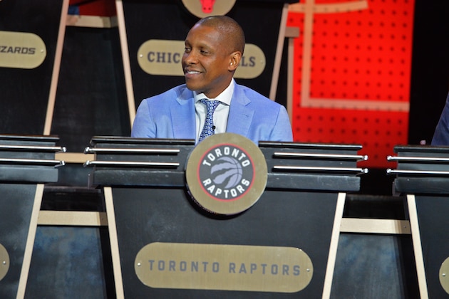 NEW YORK, NEW YORK - MAY 17:  Masai Ujiri of the Toronto Raptors sits in his seat during the 2016 NBA Draft Lottery at the New York Hilton in New York, New York. NOTE TO USER: User expressly acknowledges and agrees that, by downloading and or using this Photograph, user is consenting to the terms and conditions of the Getty Images License Agreement.  Mandatory Copyright Notice: Copyright 2016 NBAE (Photo by Jesse D. Garrabrant/NBAE via Getty Images)