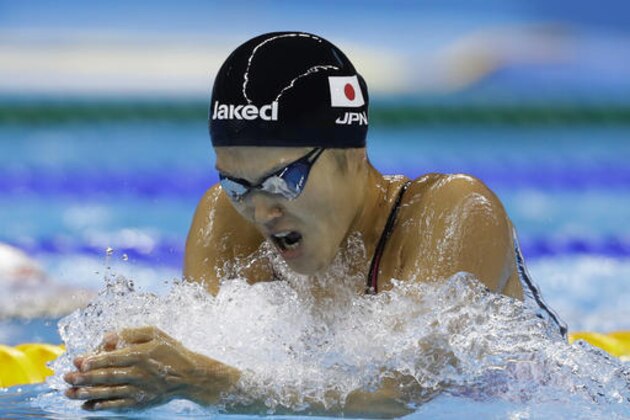 Japan's gold medal winner Rie Kaneto competes in the women's 200-meter breaststroke final during the swimming competitions at the 2016 Summer Olympics, Thursday, Aug. 11, 2016, in Rio de Janeiro, Brazil. (AP Photo/Michael Sohn)