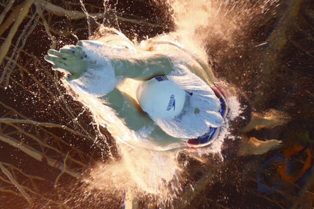 United States' Katie Ledecky starts a women's 800-meter freestyle heat during the swimming competitions at the 2016 Summer Olympics in Rio de Janeiro, Brazil, Thursday, Aug. 11, 2016. (AP Photo/Lee Jin-man)