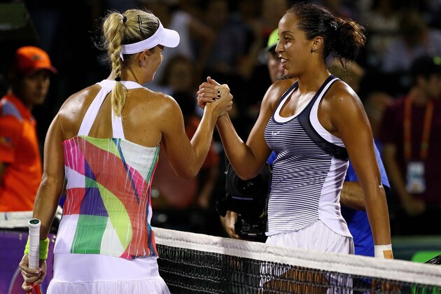 KEY BISCAYNE, FL - MARCH 30: Angelique Kerber of Germany celebrates winning a match against Madison Keys during Day 10 of the Miami Open presented by Itau at Crandon Park Tennis Center on March 30, 2016 in Key Biscayne, Florida. (Photo by Mike Ehrmann/Getty Images) KEY BISCAYNE, FL - MARCH 30: Angelique Kerber of Germany celebrates winning a match against Madison Keys during Day 10 of the Miami Open presented by Itau at Crandon Park Tennis Center on March 30, 2016 in Key Biscayne, Florida. (Photo by Mike Ehrmann/Getty Images)
