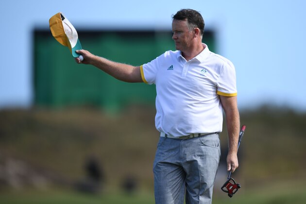 Australia's Marcus Fraser competes in the men's individual stroke play at the Olympic Golf course during the Rio 2016 Olympic Games in Rio de Janeiro on August 12, 2016. / AFP / Jim WATSON        (Photo credit should read JIM WATSON/AFP/Getty Images)