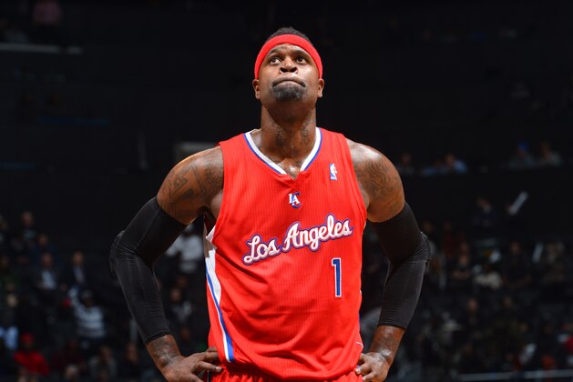 BROOKLYN, NY - DECEMBER 12: Stephen Jackson #1 of the Los Angeles Clippers looks on against the Brooklyn Nets on December 12, 2013 at the Barclays Center in Brooklyn, New York. NOTE TO USER: User expressly acknowledges and agrees that, by downloading and or using this photograph, User is consenting to the terms and conditions of the Getty Images License Agreement. Mandatory Copyright Notice: Copyright 2013 NBAE (Photo by Jesse D. Garrabrant/NBAE via Getty Images)
