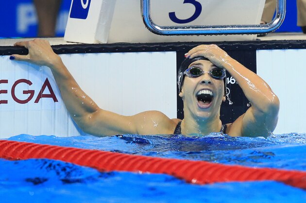 RIO DE JANEIRO, BRAZIL - AUGUST 12:  Maya Dirado of the USA wins Gold in the Women's 200m Backstroke Final on Day 7 of the Rio 2016 Olympic Games at the Olympic Aquatics Stadium on August 12, 2016 in Rio de Janerio, Brazil.  (Photo by Vaughn Ridley/Getty Images)