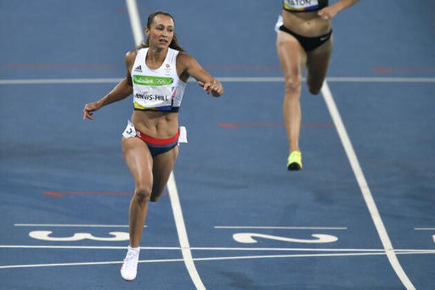 Britain's Jessica Ennis-Hill competes in a women's heptathlon 200-meter heat during the athletics competitions of the 2016 Summer Olympics at the Olympic stadium in Rio de Janeiro, Brazil, Friday, Aug. 12, 2016. (AP Photo/Martin Meissner)