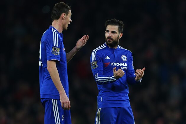 LONDON, ENGLAND - JANUARY 24:  Cesc Fabregas of Chelsea talks to Nemanja Matic of Chelsea during the Barclays Premier League match between Arsenal and Chelsea at the Emirates Stadium on January 24, 2016 in London, England.  (Photo by Catherine Ivill - AMA/Getty Images)