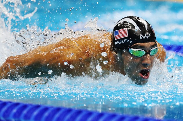 RIO DE JANEIRO, BRAZIL - AUGUST 12:  Michael Phelps of United States competes in the final of the Men's 100m Butterfly on Day 7 of the Rio 2016 Olympic Games at the Olympic Aquatics Stadium on August 12, 2016 in Rio de Janeiro, Brazil. (Photo by Ian MacNicol/Getty Images)
