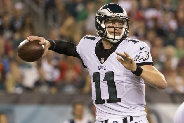PHILADELPHIA, PA - AUGUST 11: Carson Wentz #11 of the Philadelphia Eagles plays against the Tampa Bay Buccaneers at Lincoln Financial Field on August 11, 2016 in Philadelphia, Pennsylvania. The Eagles defeated the Buccaneers 17-9. (Photo by Mitchell Leff/Getty Images)