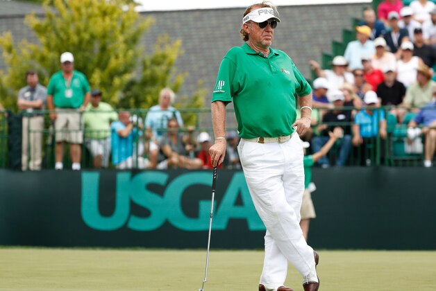COLUMBUS, OH - AUGUST 13: Miguel Angel Jimenez of Spain waits to putt on the 18th green during the third round of the 2016 US Senior Open at Scioto Country Club on August 13, 2016 in Columbus, Ohio. (Photo by Gregory Shamus/Getty Images)
