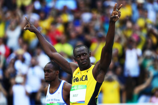 RIO DE JANEIRO, BRAZIL - AUGUST 13:  Usain Bolt of Jamaica competes in the Men's 100m Round 1 on Day 8 of the Rio 2016 Olympic Games at the Olympic Stadium on August 13, 2016 in Rio de Janeiro, Brazil.  (Photo by Ian Walton/Getty Images)