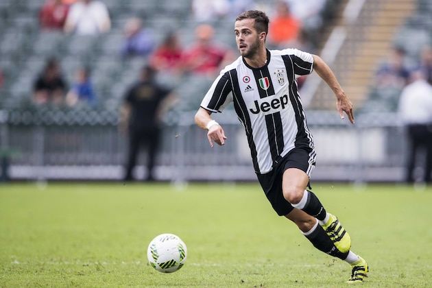HONG KONG - JULY 30: Juventus' player Miralem Pjanic in action during the South China vs Juventus match of the AET International Challenge Cup on 30 July 2016 at Hong Kong Stadium, in Hong Kong, Hong Kong.  (Photo by Power Sport Images/Getty Images)
