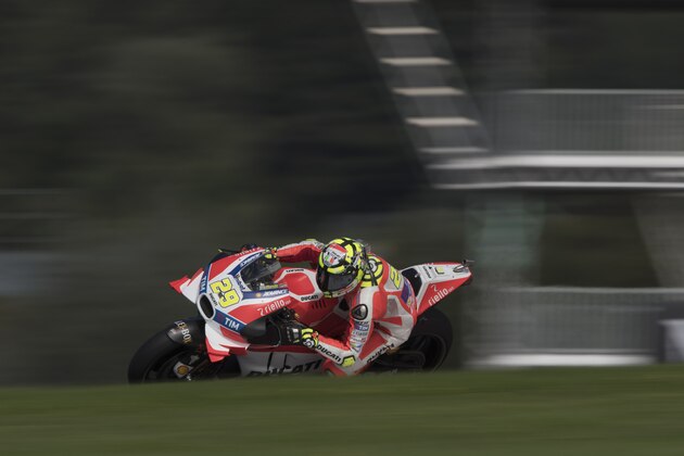 SPIELBERG, AUSTRIA - AUGUST 13: Andrea Iannone of Italy and Ducati Team  rounds the bend during the MotoGp of Austria - Qualifying at Red Bull Ring on August 13, 2016 in Spielberg, Austria.  (Photo by Mirco Lazzari gp/Getty Images)