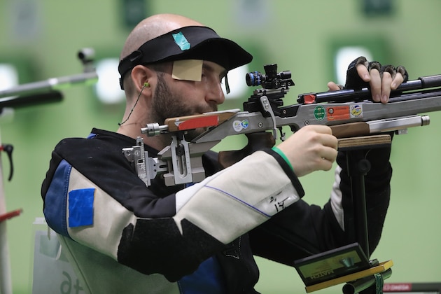 RIO DE JANEIRO, BRAZIL - AUGUST 08: Niccolo Campriani of Italy competes in the qualifying event for the 10m Air Rifle match on Day 3 of the Rio 2016 Olympic Games at the Olympic Shooting Centre on August 8, 2016 in Rio de Janeiro, Brazil. (Photo by Sam Greenwood/Getty Images) RIO DE JANEIRO, BRAZIL - AUGUST 08: Niccolo Campriani of Italy competes in the qualifying event for the 10m Air Rifle match on Day 3 of the Rio 2016 Olympic Games at the Olympic Shooting Centre on August 8, 2016 in Rio de Janeiro, Brazil. (Photo by Sam Greenwood/Getty Images)