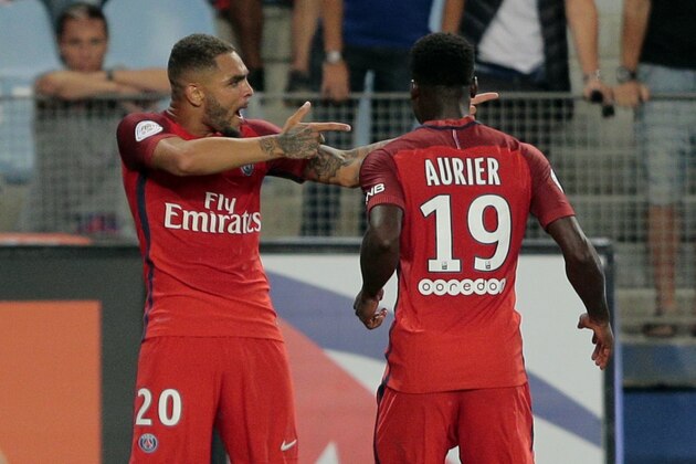 Saint-Germain's French defender Layvin Kurzawa (L) celebrates with teammate Paris Saint-Germain's Ivorian defender Serge Aurier (R) after scoring a goal during the French Ligue 1 football match between Bastia (SCB) and Paris Saint Germain (PSG) on August 12, 2016 at the Armand Cesari stadium in Bastia on the French Mediterranean island of Corsica. AFP PHOTO / PASCAL POCHARD-CASABIANCA / AFP / PASCAL POCHARD CASABIANCA (Photo credit should read PASCAL POCHARD CASABIANCA/AFP/Getty Images) Saint-Germain's French defender Layvin Kurzawa (L) celebrates with teammate Paris Saint-Germain's Ivorian defender Serge Aurier (R) after scoring a goal during the French Ligue 1 football match between Bastia (SCB) and Paris Saint Germain (PSG) on August 12, 2016 at the Armand Cesari stadium in Bastia on the French Mediterranean island of Corsica. AFP PHOTO / PASCAL POCHARD-CASABIANCA / AFP / PASCAL POCHARD CASABIANCA (Photo credit should read PASCAL POCHARD CASABIANCA/AFP/Getty Images)
