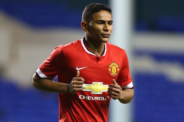 LONDON, ENGLAND - FEBRUARY 09: Demetri Mitchell of Man United during the FA Youth Cup Fifth Round match between Tottenham Hotspur and Manchester United at White Hart Lane on February 09, 2015 in London, England. (Photo by Charlie Crowhurst/Getty Images)