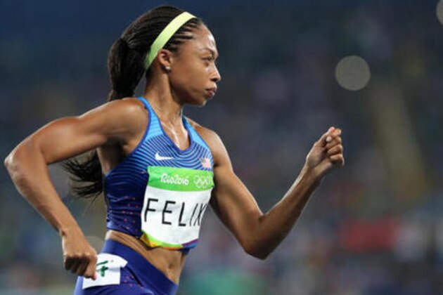United States' Allyson Felix competes in the women's 400-meter final during the athletics competitions of the 2016 Summer Olympics at the Olympic stadium in Rio de Janeiro, Brazil, Monday, Aug. 15, 2016. (AP Photo/Lee Jin-man)