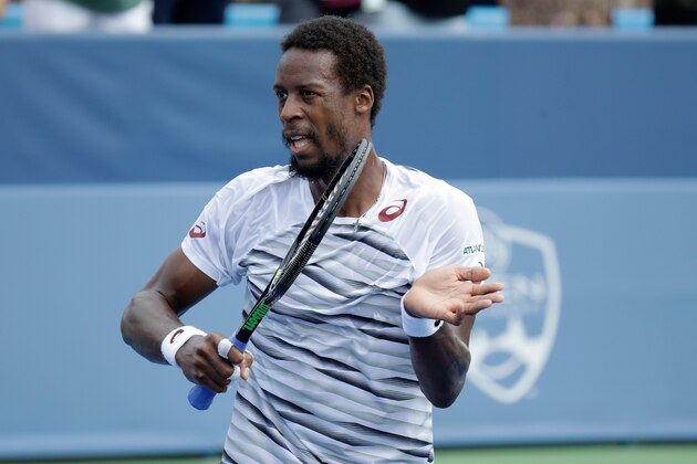 MASON, OH - AUGUST 16:  Gael Monfils of France celebrates after his match win against Pablo Carreno Busta during the first round on day 4 of the Western & Southern Open at the Lindner Family Tennis Center  on August 16, 2016 in Mason, Ohio.  (Photo by Andy Lyons/Getty Images)