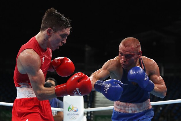 RIO DE JANEIRO, BRAZIL - AUGUST 16: Vladimir Nikitin (R) of Russia fights Michael John Conlan of Ireland in the boxing Men's Bantam (56kg) Quarterfinal 1 on Day 11 of the Rio 2016 Olympic Games at Riocentro on August 16, 2016 in Rio de Janeiro, Brazil. (Photo by Christian Petersen/Getty Images) RIO DE JANEIRO, BRAZIL - AUGUST 16: Vladimir Nikitin (R) of Russia fights Michael John Conlan of Ireland in the boxing Men's Bantam (56kg) Quarterfinal 1 on Day 11 of the Rio 2016 Olympic Games at Riocentro on August 16, 2016 in Rio de Janeiro, Brazil. (Photo by Christian Petersen/Getty Images)