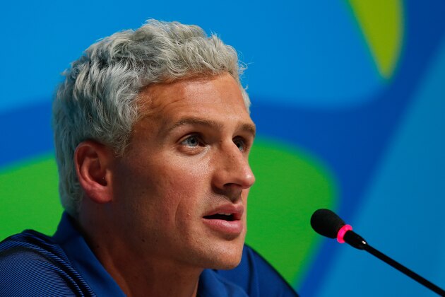 RIO DE JANEIRO, BRAZIL - AUGUST 12:  Ryan Lochte of the United States attends a press conference in the Main Press Center on Day 7 of the Rio Olympics on August 12, 2016 in Rio de Janeiro, Brazil.  (Photo by Matt Hazlett/Getty Images)