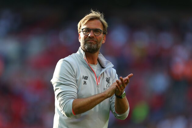 LONDON, ENGLAND - AUGUST 06: Jurgen Klopp manager of Liverpool during the International Champions Cup 2016 match between Liverpool and Barcelona at Wembley Stadium on August 6, 2016 in London, England. (Photo by Catherine Ivill - AMA/Getty Images)