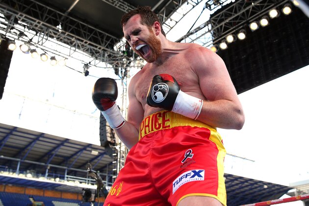 LIVERPOOL, ENGLAND - MAY 29:  David Price celebrates after knocking out Vaclaj Pejsar during the Heavyweight Contest between David Price and Vaclaj Pejsar at Goodison Park on May 29, 2016 in Liverpool, England.  (Photo by Alex Livesey/Getty Images)
