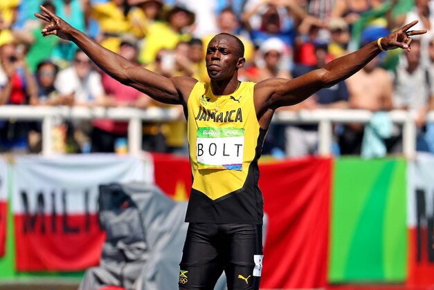 Aug 16, 2016; Rio de Janeiro, Brazil;  Usain Bolt (JAM) during the men's 200m preliminaries in the Rio 2016 Summer Olympic Games at Estadio Olimpico Joao Havelange. Mandatory Credit: Eric Seals-USA TODAY Sports