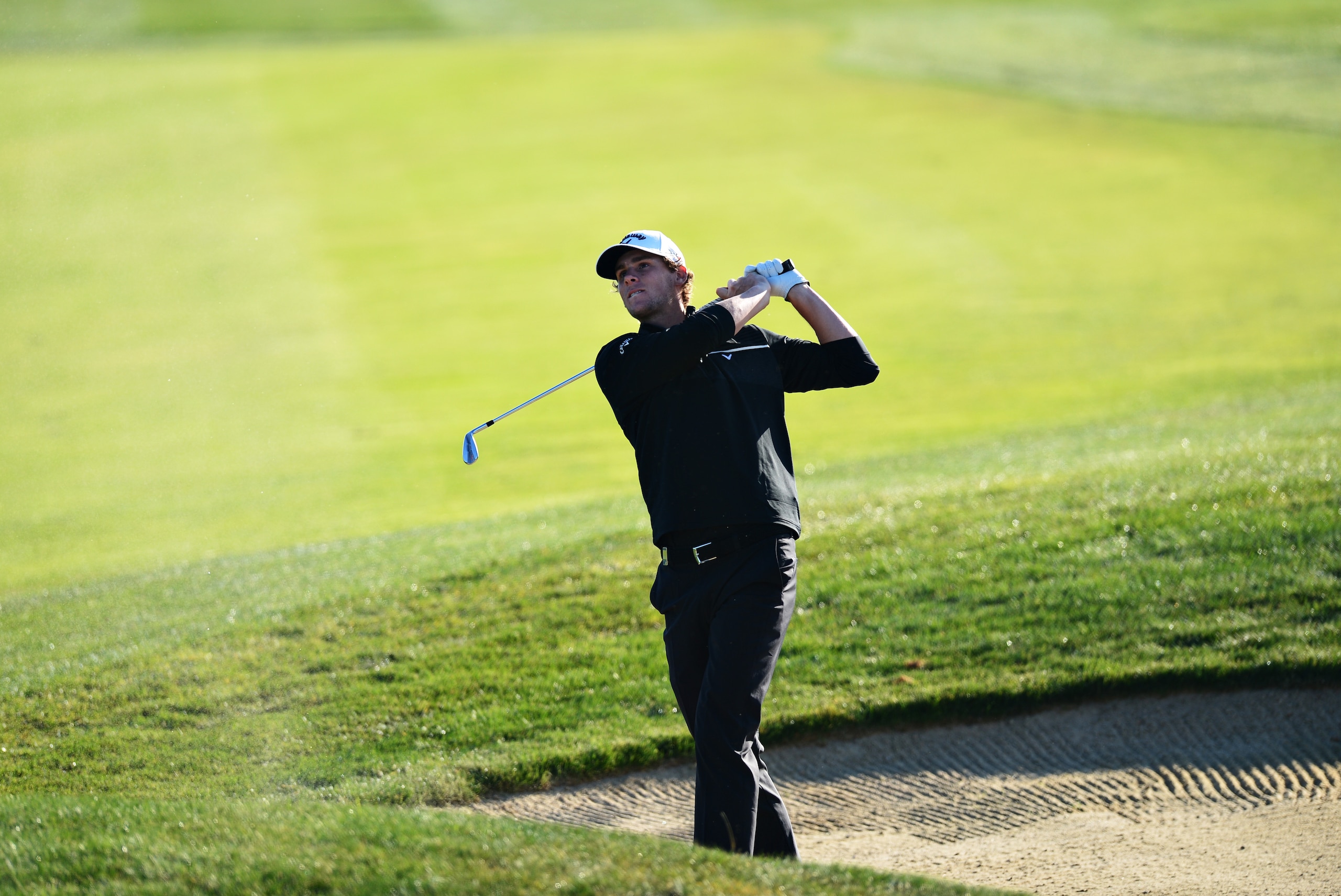 PRAGUE, CZECH REPUBLIC - AUGUST 18: Thomas Pieters of Belgium takes his second shot on the 10th hole during day one of the D+D REAL Czech Masters at Albatross Golf Resort on August 18, 2016 in Prague, Czech Republic.  (Photo by Richard Martin-Roberts/Getty Images)