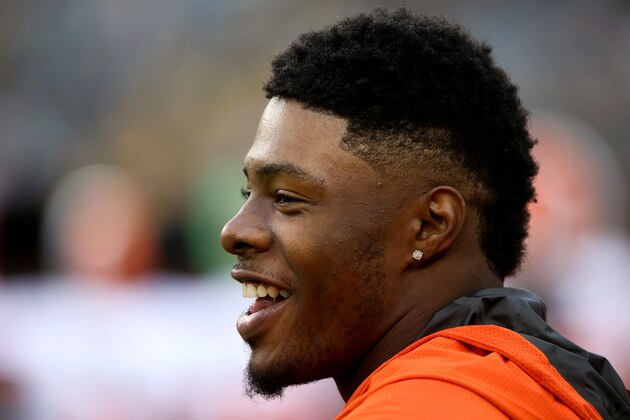 GREEN BAY, WI - AUGUST 12:  Corey Coleman #19 of the Cleveland Browns laughs before the game against the Green Bay Packers at Lambeau Field on August 12, 2016 in Green Bay, Wisconsin. (Photo by Dylan Buell/Getty Images)