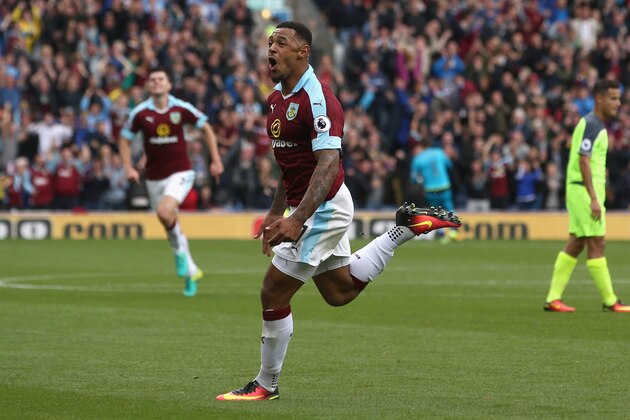 BURNLEY, ENGLAND - AUGUST 20: Andre Gray of Burnley celebrates scoring his sides second goal during the Premier League match between Burnley and Liverpool at Turf Moor on August 20, 2016 in Burnley, England.  (Photo by Jan Kruger/Getty Images)