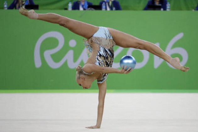 Russia's Yana Kudryavtseva performs during the rhythmic gymnastics individual all-around final at the 2016 Summer Olympics in Rio de Janeiro, Brazil, Saturday, Aug. 20, 2016. (AP Photo/Rebecca Blackwell)