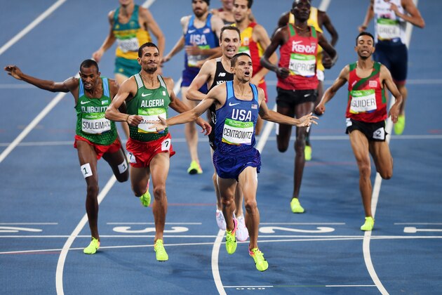 RIO DE JANEIRO, BRAZIL - AUGUST 20:  Matthew Centrowitz of the United States reacts after winning gold in the Men's 1500 meter Final on Day 15 of the Rio 2016 Olympic Games at the Olympic Stadium on August 20, 2016 in Rio de Janeiro, Brazil.  (Photo by Shaun Botterill/Getty Images)