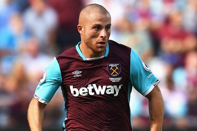 LONDON, ENGLAND - AUGUST 21: Gokhan Tore of West Ham United in action during the Premier League match between West Ham United and AFC Bournemouth at London Stadium on August 21, 2016 in London, England.  (Photo by Mike Hewitt/Getty Images)