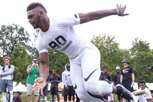 Kennedale, Texas, 5-star linebacker Baron Browning is weighing the option of playing college football in-state versus playing out of state. He has 40 reported offers and said he will announce a top five soon.