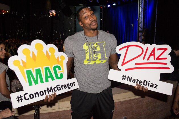 LAS VEGAS, NV - AUGUST 18:  Dwight Howard poses for a picture during the UFC 202 Open Workouts at the Red Rock Casino Resort on August 18, 2016 in Las Vegas, Nevada. (Photo by Brandon Magnus/Zuffa LLC/Zuffa LLC via Getty Images)
