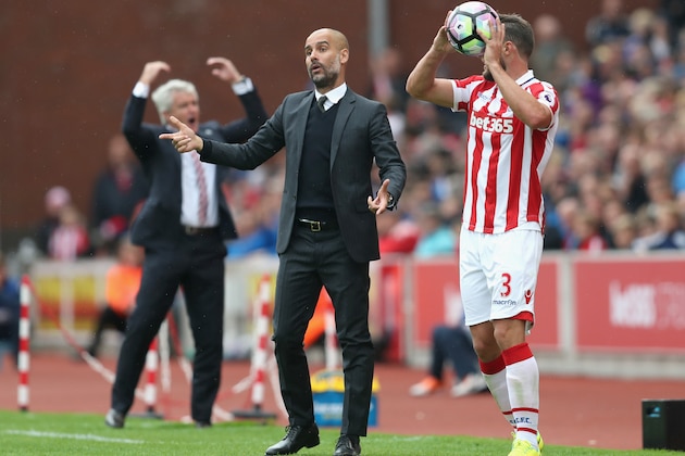STOKE ON TRENT, ENGLAND - AUGUST 20: Josep Guardiola, Manager of Manchester City reacts during the Premier League match between Stoke City and Manchester City at Bet365 Stadium on August 20, 2016 in Stoke on Trent, England.  (Photo by Chris Brunskill/Getty Images)