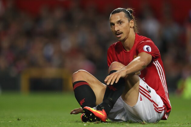 MANCHESTER, ENGLAND - AUGUST 19: Zlatan Ibrahimovic of Manchester United during the Premier League match between Manchester United and  Southampton at Old Trafford on August 19, 2016 in Manchester, England. (Photo by Matthew Ashton - AMA/Getty Images)