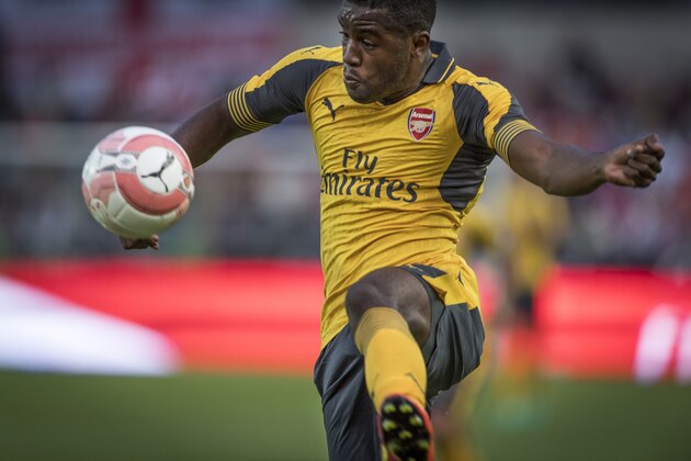 STAVANGER, NORWAY - AUGUST 05: Joel Campbell of Arsenal during the match between Viking FK and Arsenal at Viking Stadion on August 5, 2016 in Stavanger, Norway. (Photo by Trond Tandberg/Getty Images)