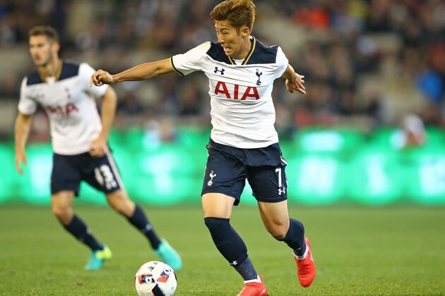 MELBOURNE, AUSTRALIA - JULY 29:  Son Heung-min of Tottenham Hotspur controls the ball during 2016 International Champions Cup Australia match between Tottenham Hotspur and Atletico de Madrid at the Melbourne Cricket Ground on July 29, 2016 in Melbourne, Australia.  (Photo by Scott Barbour/Getty Images)