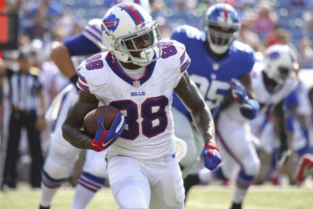 Buffalo Bills wide receiver Marquise Goodwin (88) runs the ball against the New York Giants during the second quarter of a preseason NFL football game, Saturday, Aug. 20, 2016, in Buffalo, N.Y. (AP Photo/Jeffrey T. Barnes)