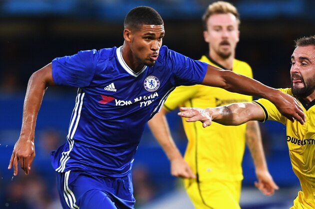 LONDON, ENGLAND - AUGUST 23: Ruben Loftus-Cheek of Chelsea is closed down by Peter Hartley of Bristol Rovers during the EFL Cup second round match between Chelsea and Bristol Rovers at Stamford Bridge on August 23, 2016 in London, England.  (Photo by Michael Regan/Getty Images )