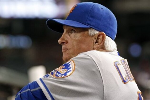 New York Mets' Terry Collins pauses in the dugout prior to a baseball game against the Arizona Diamondbacks Monday, Aug. 15, 2016, in Phoenix.  The Diamondbacks defeated the Mets 10-6. (AP Photo/Ross D. Franklin)